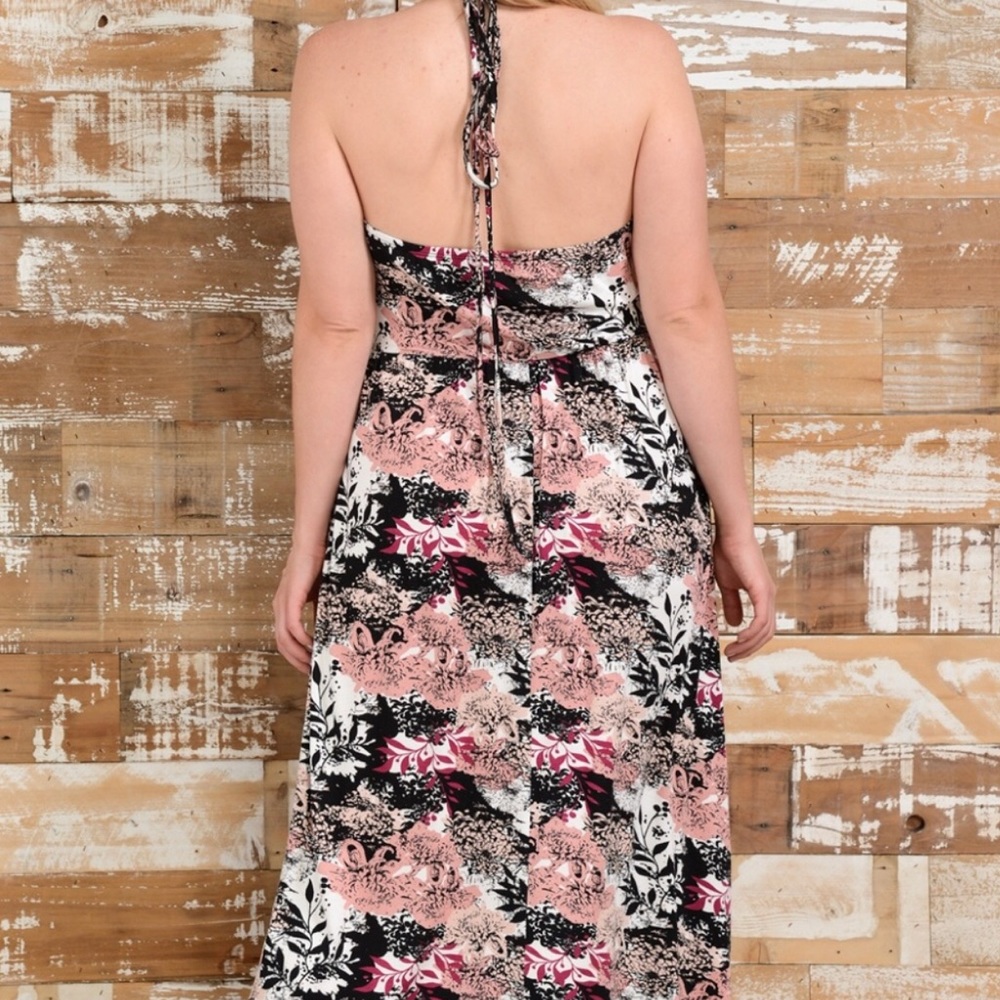 Watercolor Halter Maxi Beach Dress Curvy Plus - Picture 4 of 8